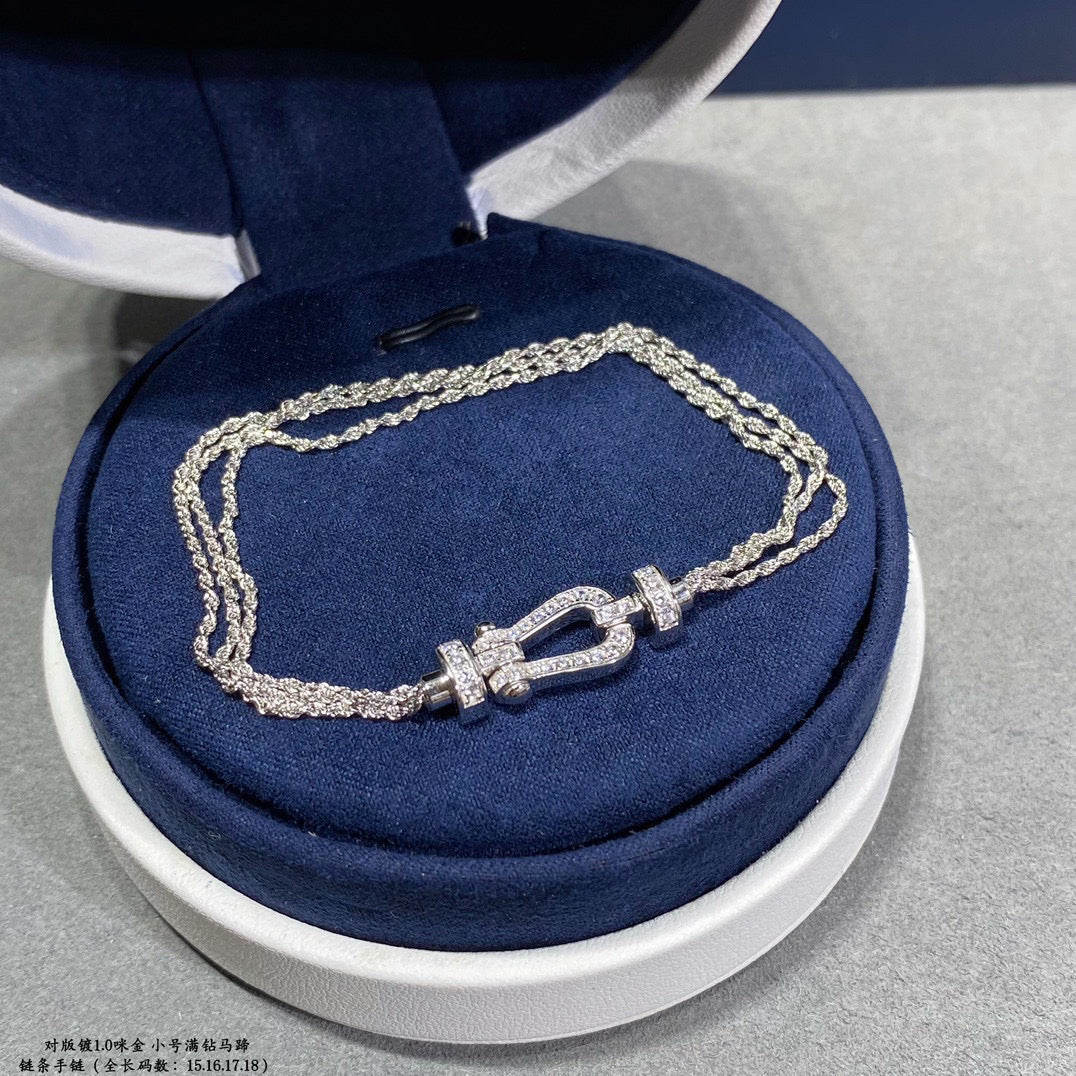 [Auream]FORCE SMALL HORSESHOE  DIAMOND CHAIN ROPE BRACELET