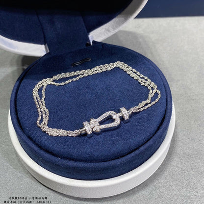 [Auream]FORCE SMALL HORSESHOE  DIAMOND CHAIN ROPE BRACELET