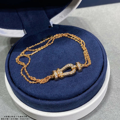 [Auream]FORCE SMALL HORSESHOE  DIAMOND CHAIN ROPE BRACELET