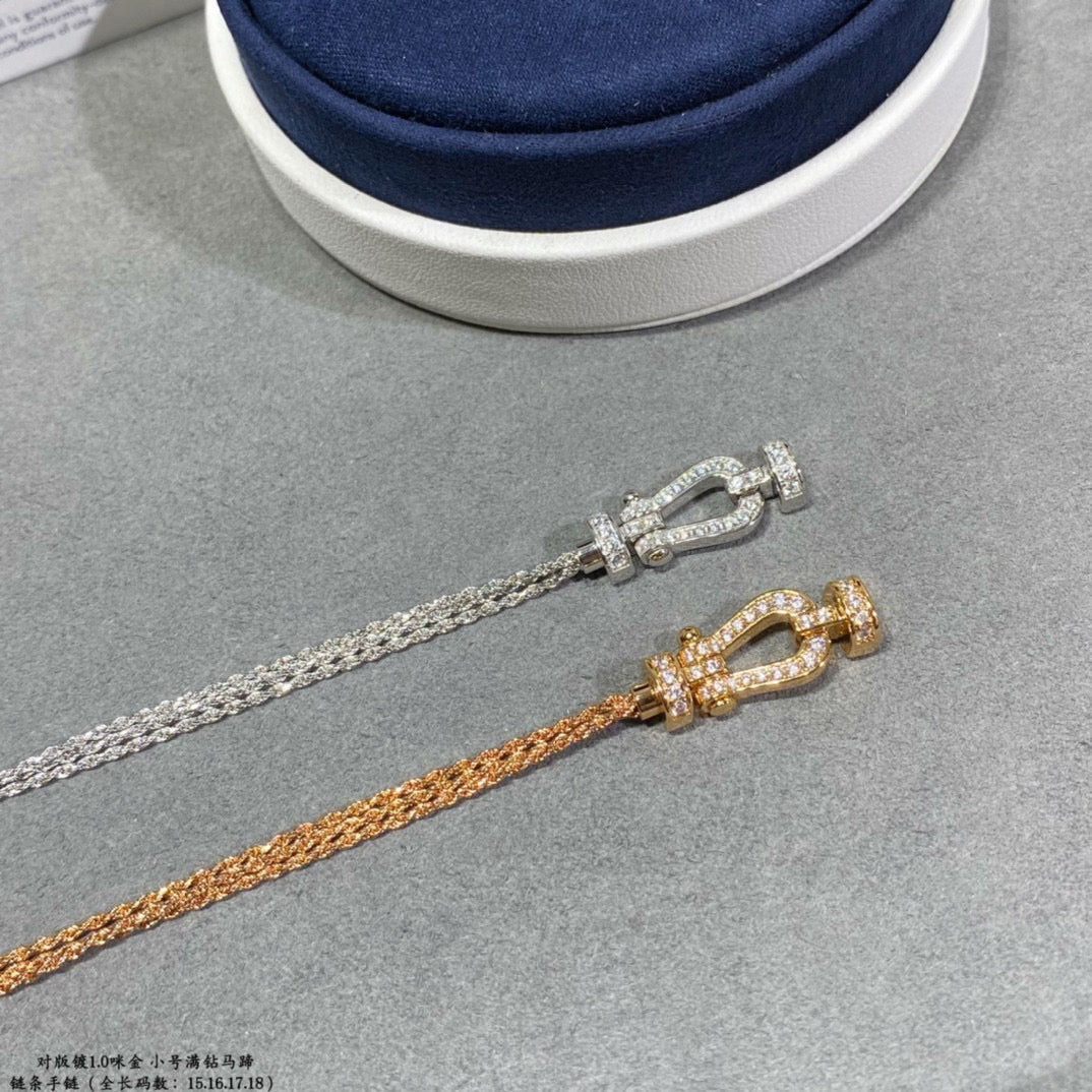 [Auream]FORCE SMALL HORSESHOE  DIAMOND CHAIN ROPE BRACELET