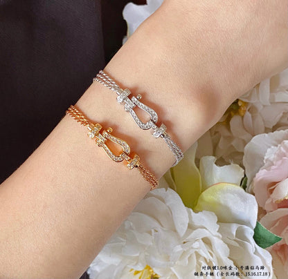 [Auream]FORCE SMALL HORSESHOE  DIAMOND CHAIN ROPE BRACELET