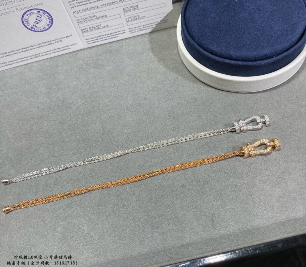 [Auream]FORCE SMALL HORSESHOE  DIAMOND CHAIN ROPE BRACELET
