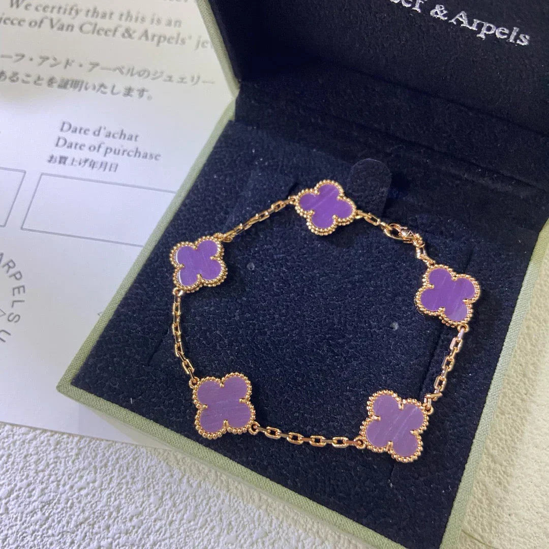 [Auream] CLOVER 5 MOTIF VIOLET BRACELET COLLECTION