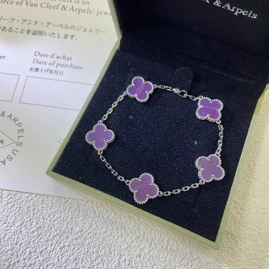 [Auream] CLOVER 5 MOTIF VIOLET BRACELET COLLECTION