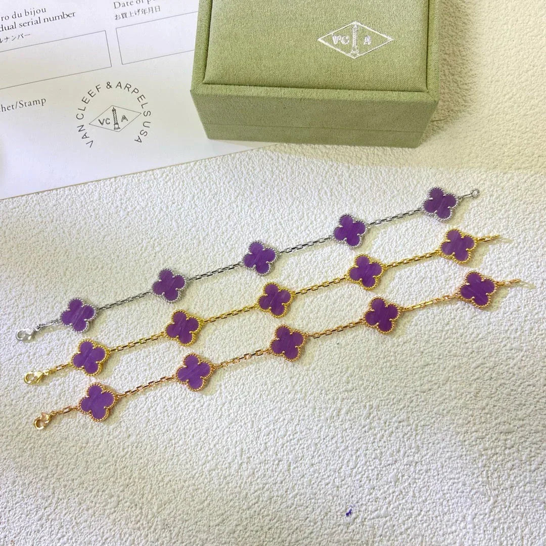 [Auream] CLOVER 5 MOTIF VIOLET BRACELET COLLECTION