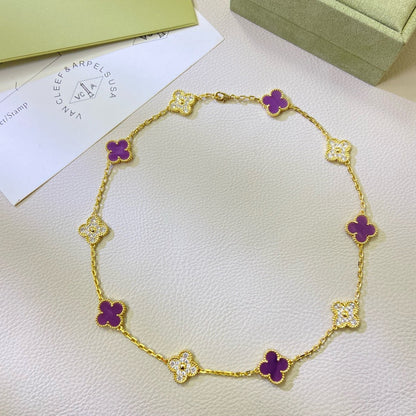[Auream Jewelry]CLOVER 10 MOTIFS  PURPLE VIOLET DIAMOND NECKLACE
