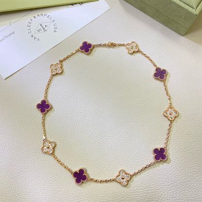 [Auream Jewelry]CLOVER 10 MOTIFS  PURPLE VIOLET DIAMOND NECKLACE