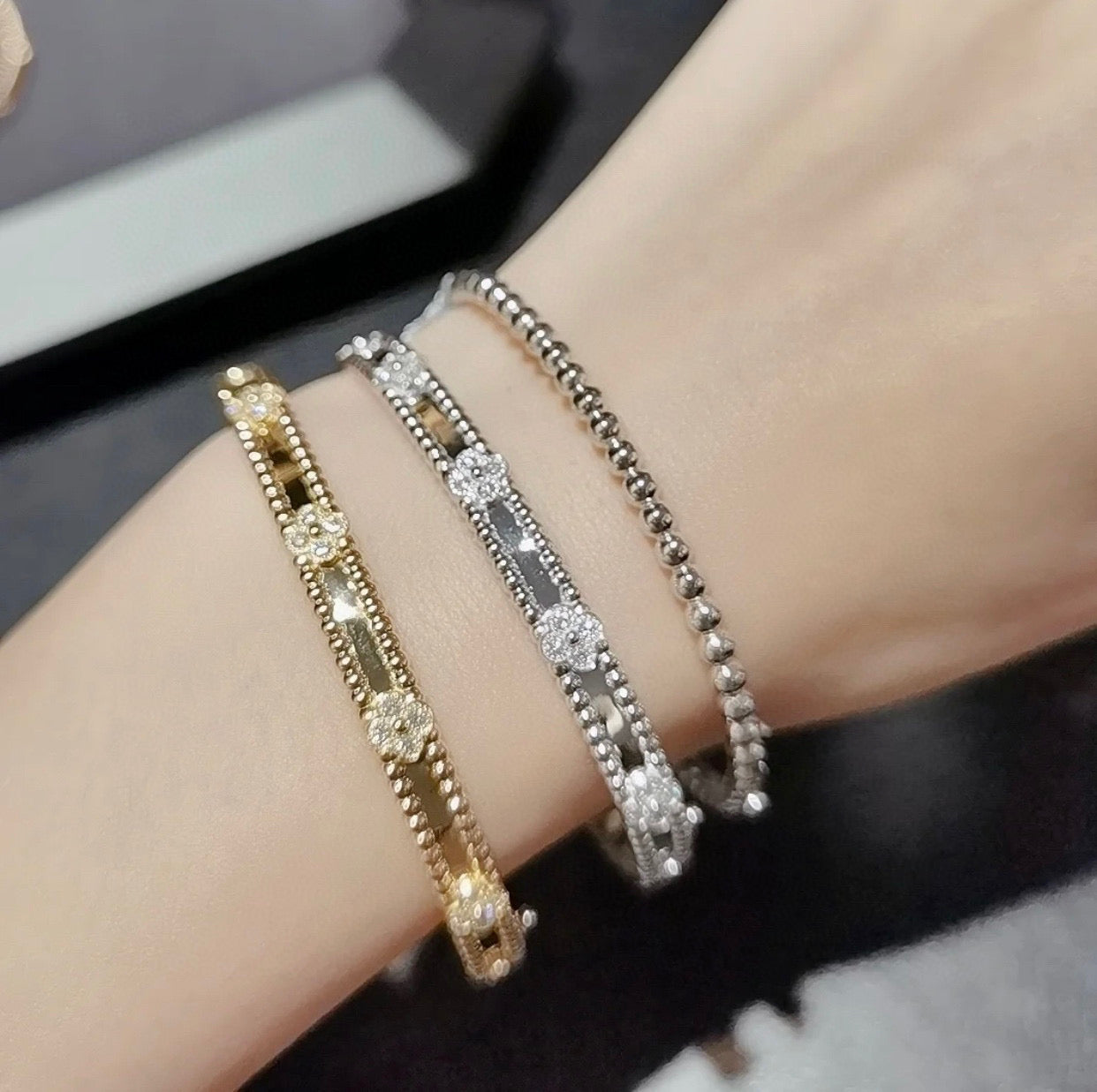 [Auream]CLOVER BRACELET 4MM DIAMONDS