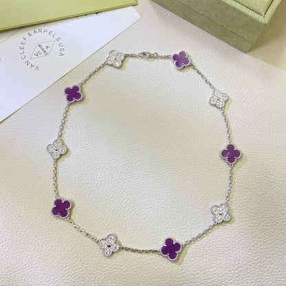 [Auream Jewelry]CLOVER 10 MOTIFS  PURPLE VIOLET DIAMOND NECKLACE