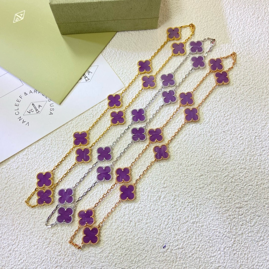 [Auream Jewelry]CLOVER 10 MOTIFS  PURPLE VIOLET  NECKLACE