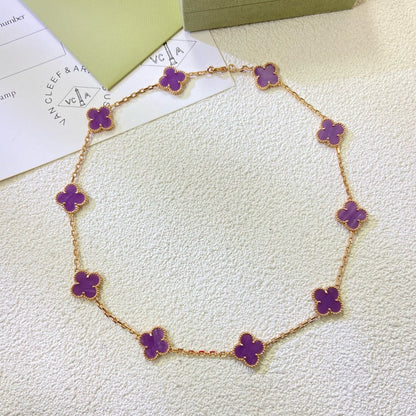 [Auream Jewelry]CLOVER 10 MOTIFS  PURPLE VIOLET  NECKLACE