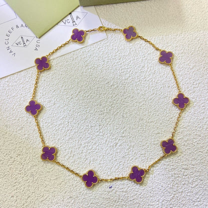 [Auream Jewelry]CLOVER 10 MOTIFS  PURPLE VIOLET  NECKLACE