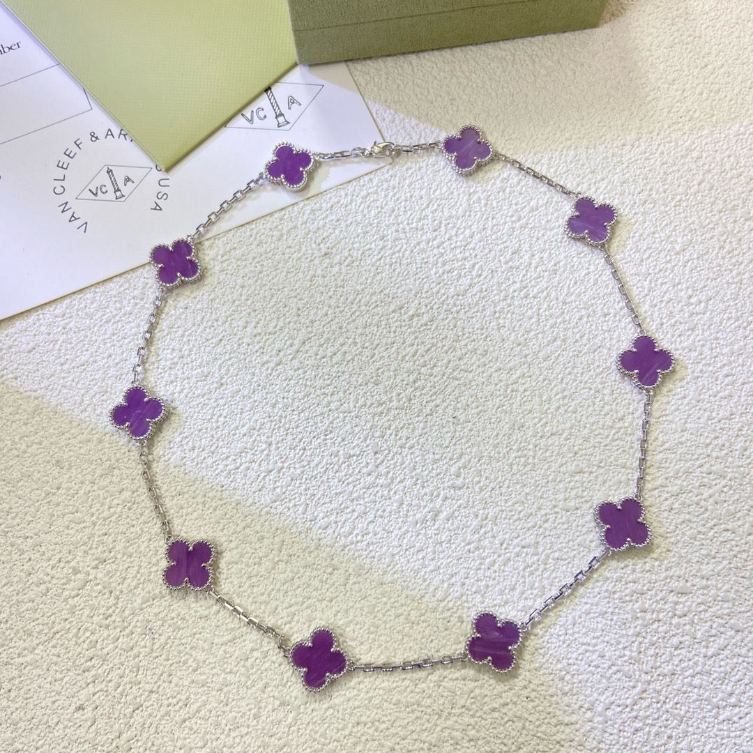 [Auream Jewelry]CLOVER 10 MOTIFS  PURPLE VIOLET  NECKLACE