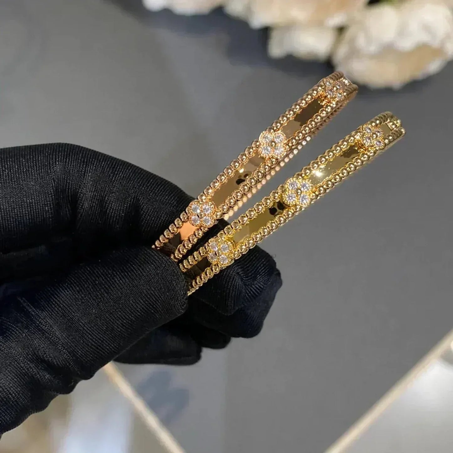 [Auream]CLOVER BRACELET 4MM DIAMONDS
