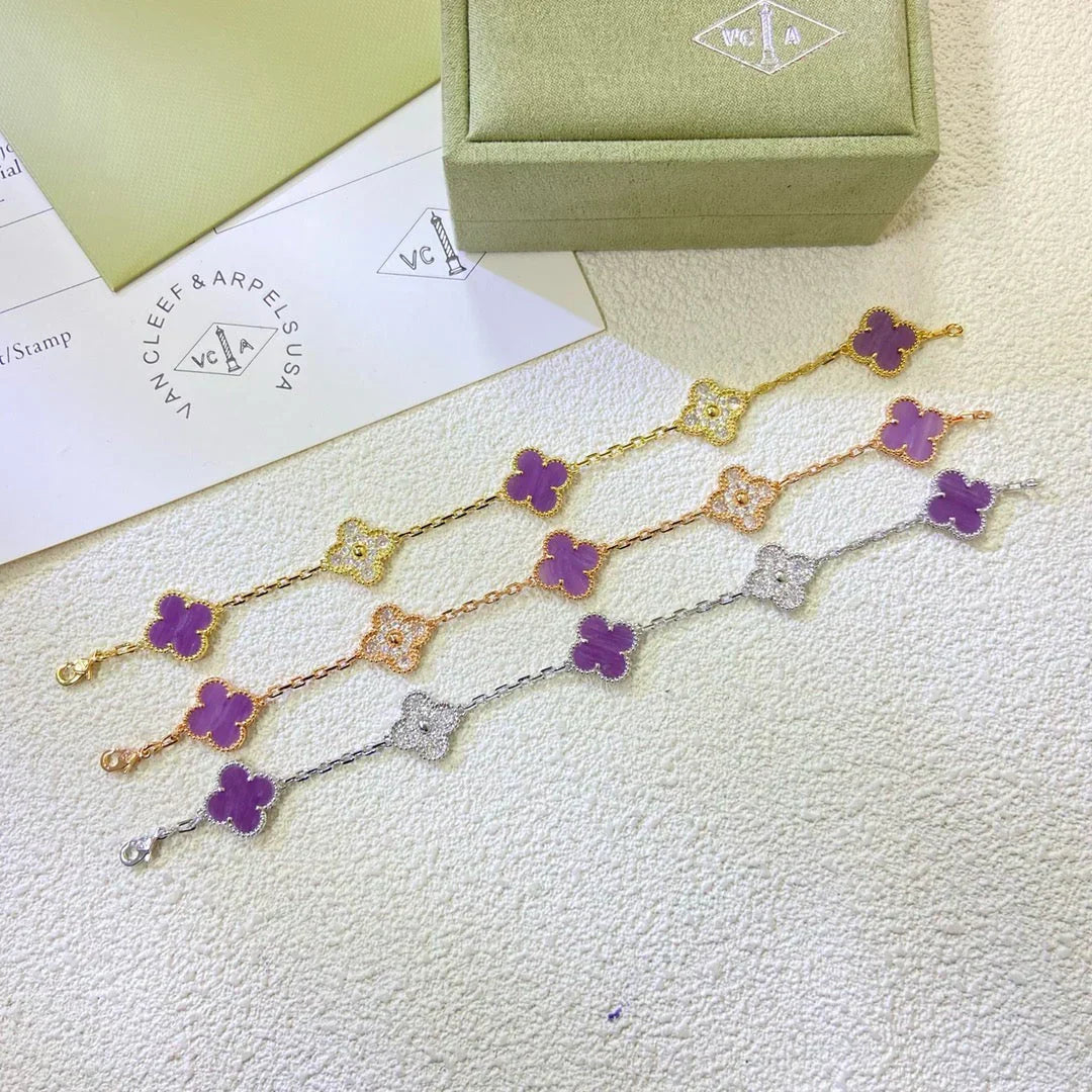 [Auream] CLOVER 5 MOTIF VIOLET BRACELET COLLECTION