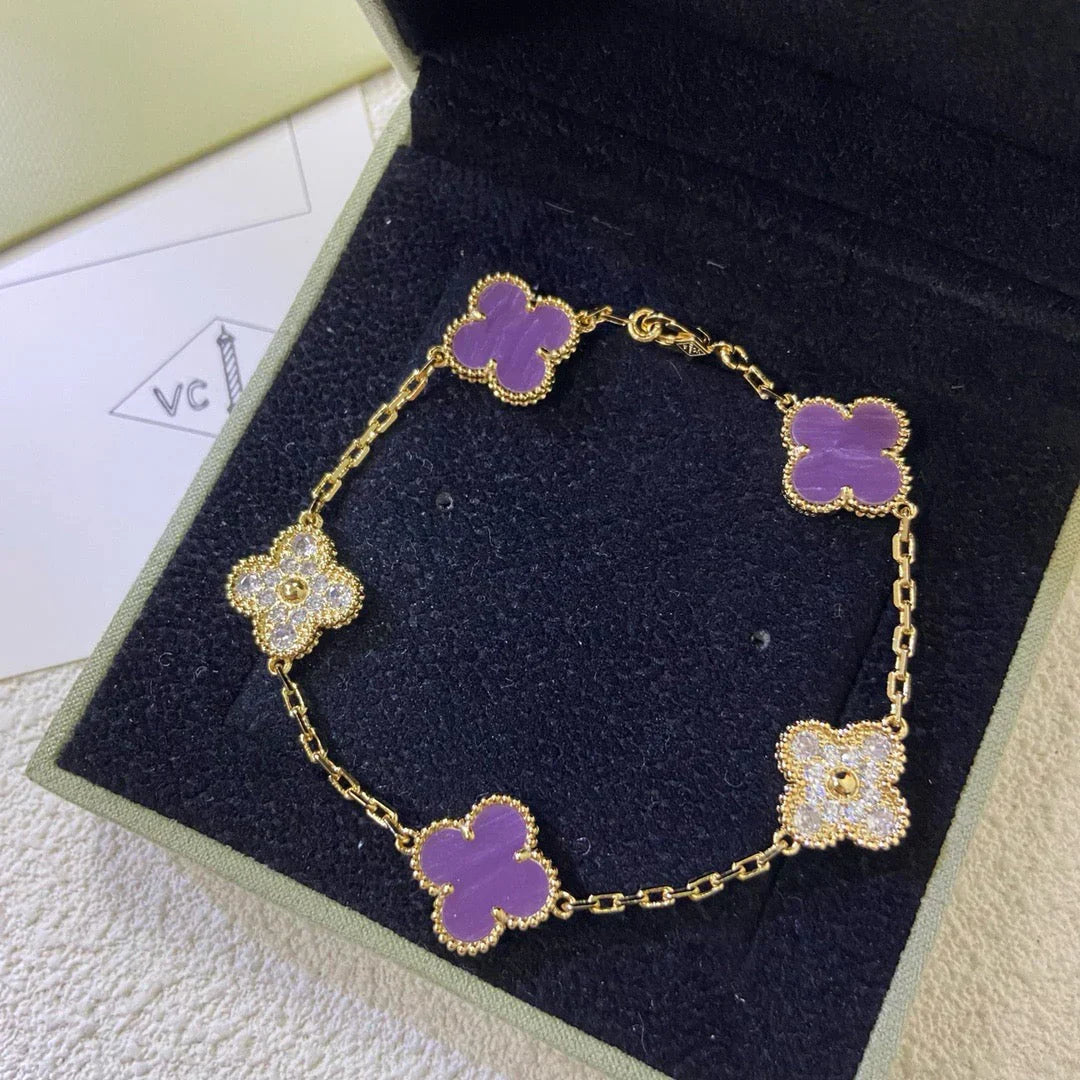 [Auream] CLOVER 5 MOTIF VIOLET BRACELET COLLECTION