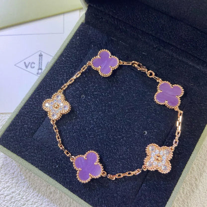 [Auream] CLOVER 5 MOTIF VIOLET BRACELET COLLECTION