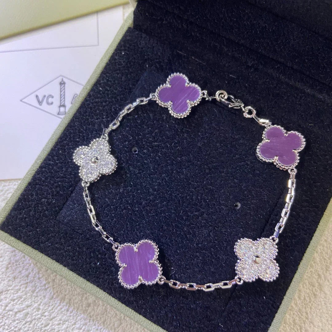[Auream] CLOVER 5 MOTIF VIOLET BRACELET COLLECTION