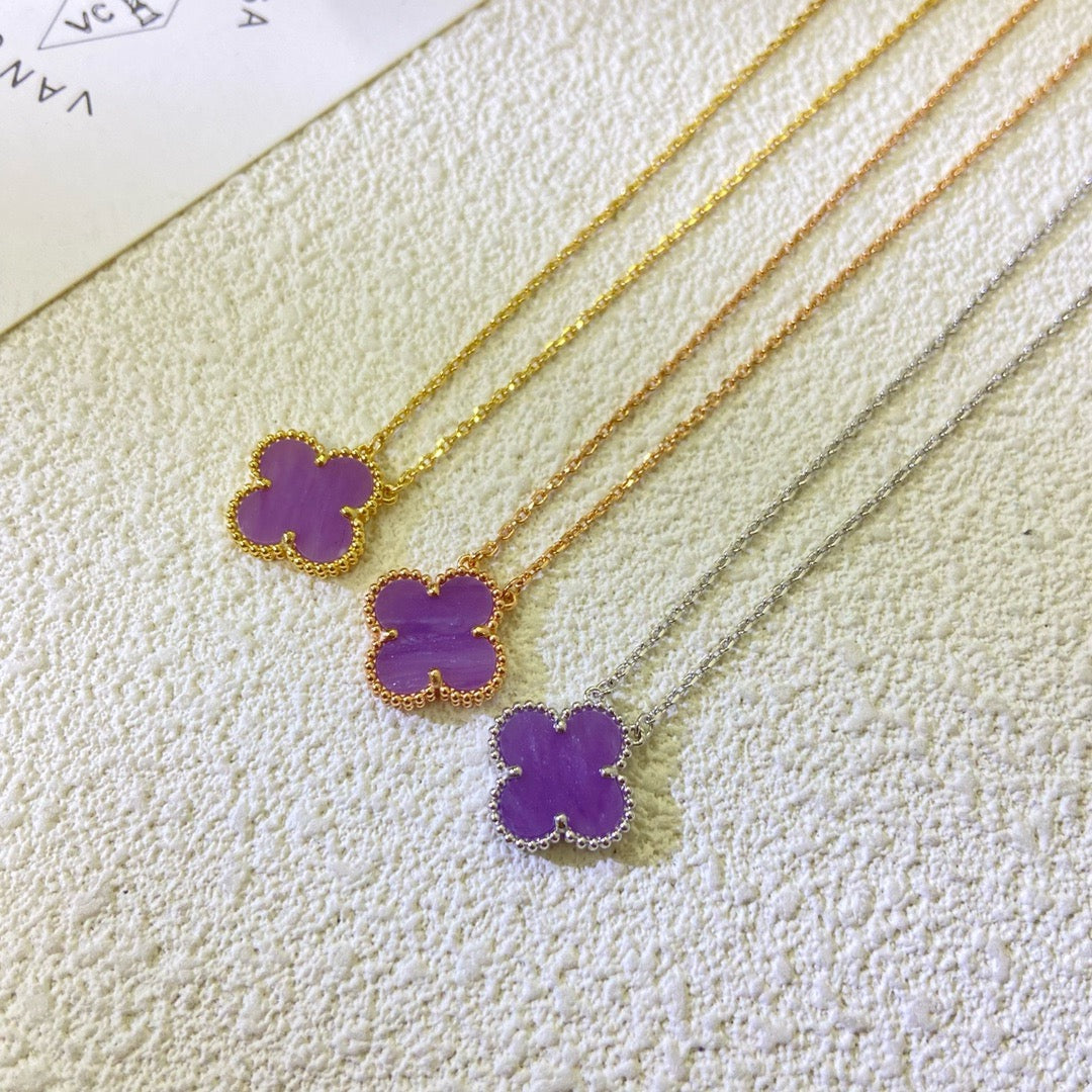 [Auream Jewelry]CLOVER 15MM  PURPLE VIOLET NECKLACE
