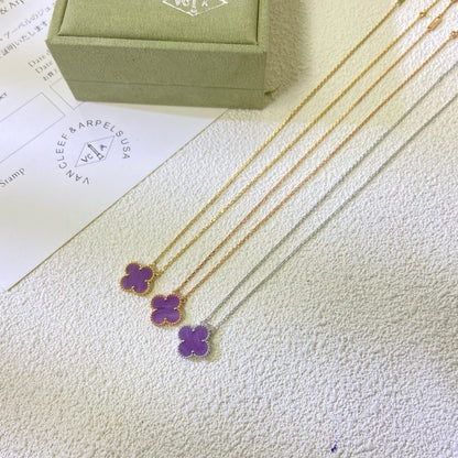 [Auream Jewelry]CLOVER 15MM  PURPLE VIOLET NECKLACE