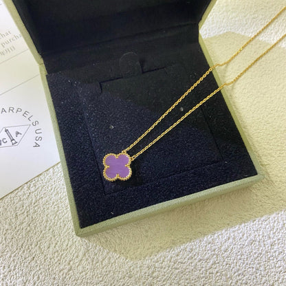[Auream Jewelry]CLOVER 15MM  PURPLE VIOLET NECKLACE