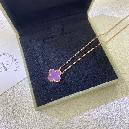 [Auream Jewelry]CLOVER 15MM  PURPLE VIOLET NECKLACE