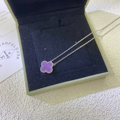 [Auream Jewelry]CLOVER 15MM  PURPLE VIOLET NECKLACE