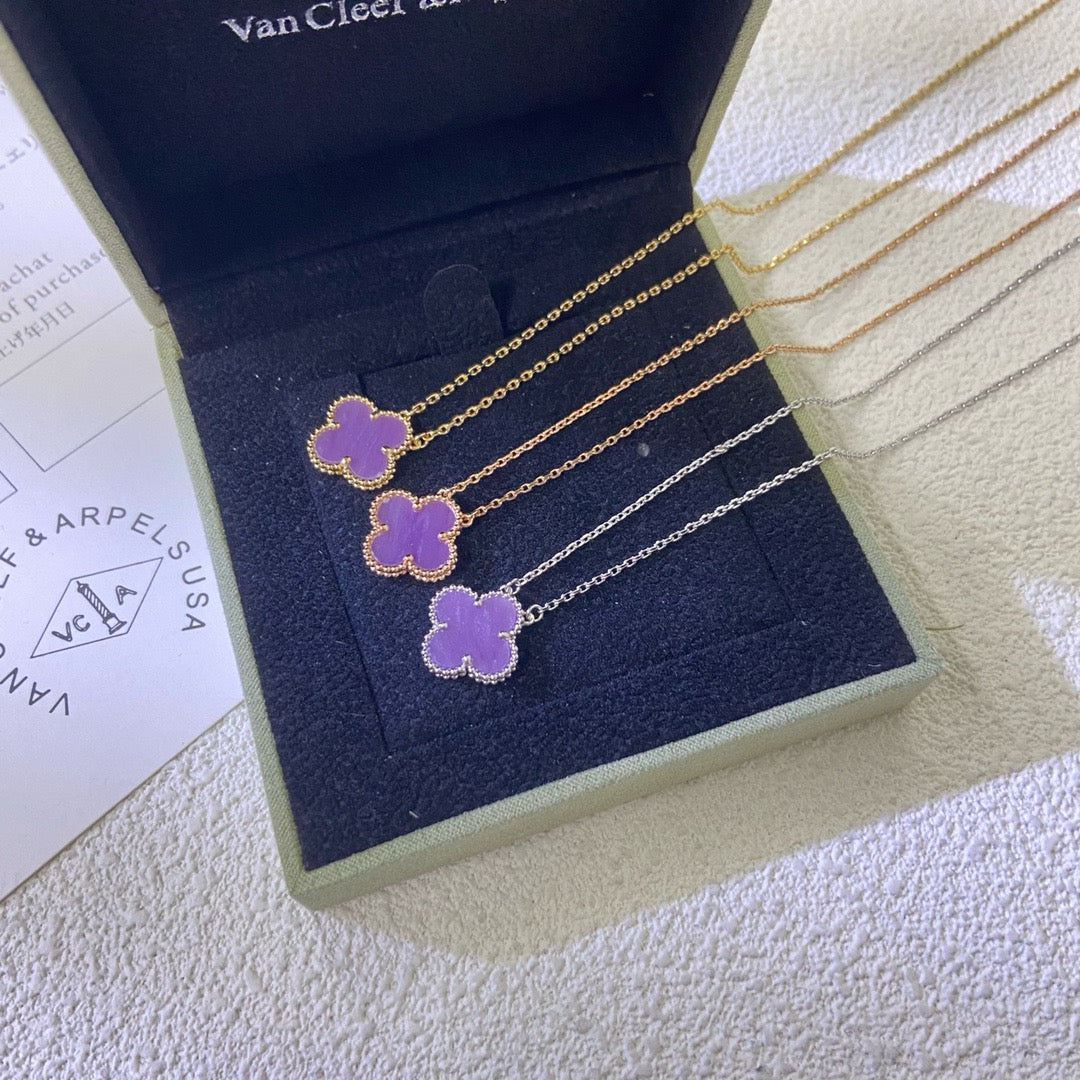 [Auream Jewelry]CLOVER 15MM  PURPLE VIOLET NECKLACE