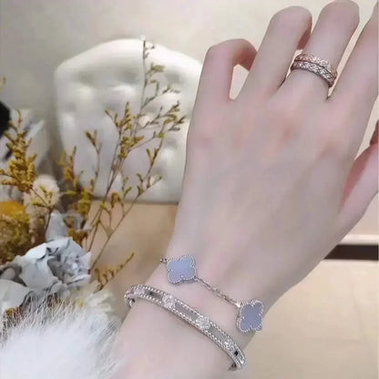 [Auream] CLOVER 5 MOTIF PURPLE CHALCEDONY BRACELET COLLECTION