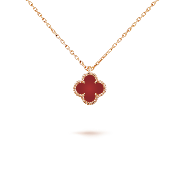 [Auream]CLOVER MINI 9.5MM WHITE CARNELIANS NECKLACE