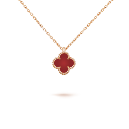 [Auream]CLOVER MINI 9.5MM WHITE CARNELIANS NECKLACE