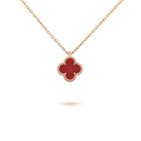 [Auream]CLOVER MINI 9.5MM WHITE CARNELIANS NECKLACE