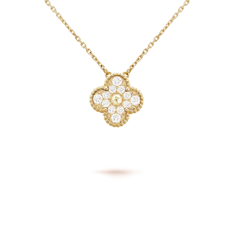 [Auream]CLOVER 15MM DIAMOND SINGLE FLOWER NECKLACE