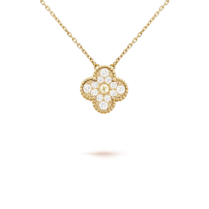 [Auream]CLOVER 15MM DIAMOND SINGLE FLOWER NECKLACE