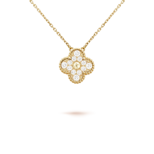 [Auream]CLOVER 15MM DIAMOND SINGLE FLOWER NECKLACE