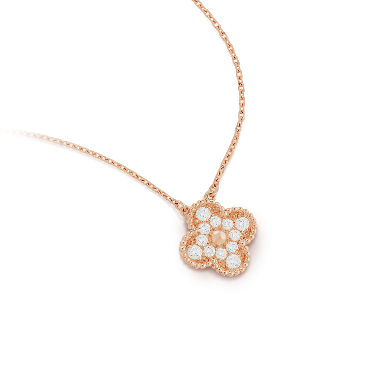 [Auream]CLOVER 15MM DIAMOND SINGLE FLOWER NECKLACE