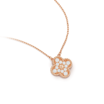 [Auream]CLOVER 15MM DIAMOND SINGLE FLOWER NECKLACE