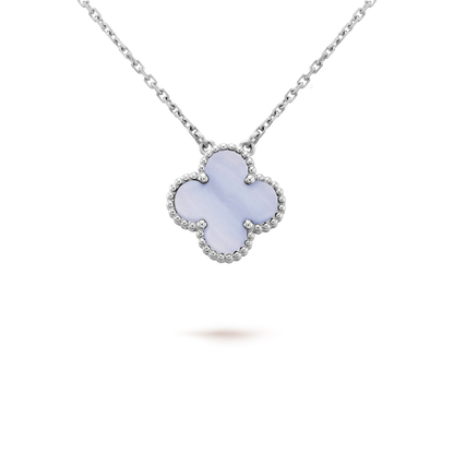 [Auream]CLOVER 15MM BLUE CHALCEDONY NECKLACE SILVER