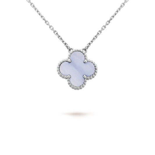 [Auream]CLOVER 15MM BLUE CHALCEDONY NECKLACE SILVER