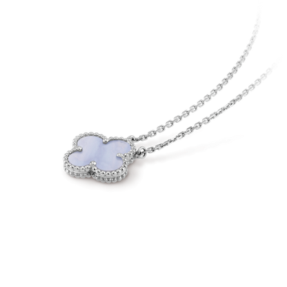 [Auream]CLOVER 15MM BLUE CHALCEDONY NECKLACE SILVER