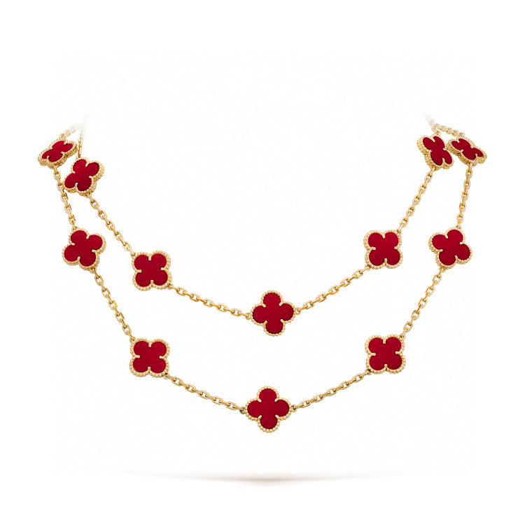 [Auream]CLOVER 20 MOTIFS CARNELIAN NECKLACE