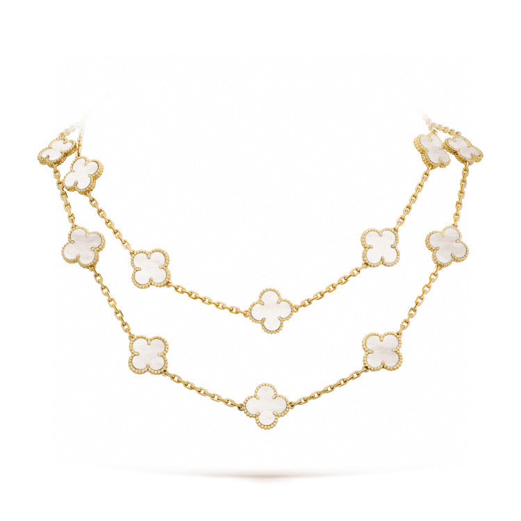 [Auream]CLOVER 20 MOTIFS WHITE MOP NECKLACE
