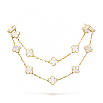 [Auream]CLOVER 20 MOTIFS WHITE MOP NECKLACE