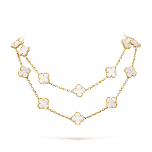 [Auream]CLOVER 20 MOTIFS WHITE MOP NECKLACE