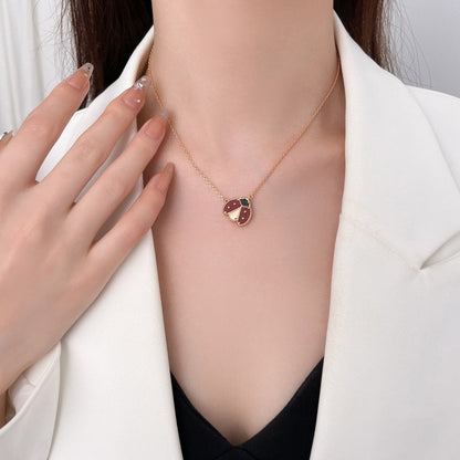 [Auream]LUCKY  CARNELIANS LADYBUG NECKLACE