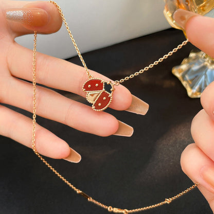 [Auream]LUCKY  CARNELIANS LADYBUG NECKLACE