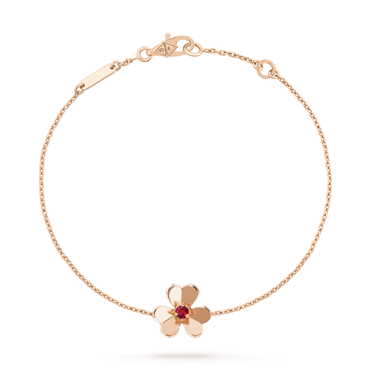 [Auream]FRIVOLE GOLD FLOWER PINK MALACHITE BRACELET