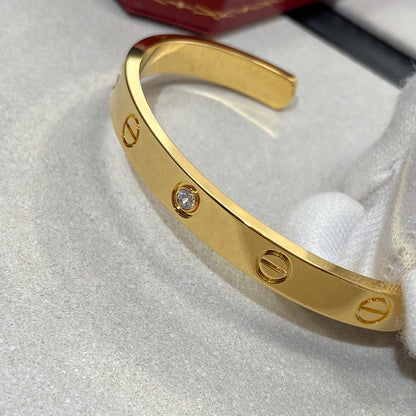 [Auream]LOVE BRACELET 6.1MM 1 DIAMOND OPEN CUFF