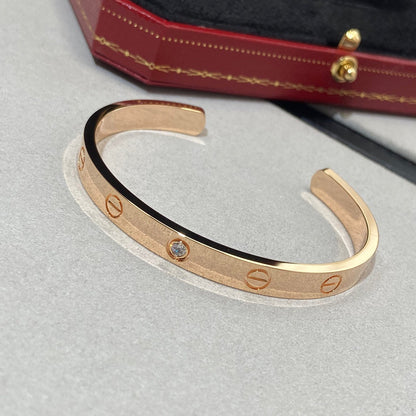 [Auream]LOVE BRACELET 6.1MM 1 DIAMOND OPEN CUFF