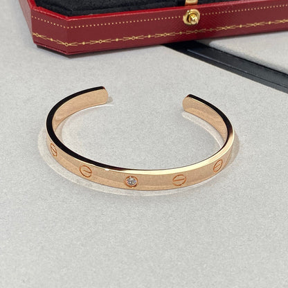 [Auream]LOVE BRACELET 6.1MM 1 DIAMOND OPEN CUFF